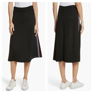 ETRE CECILE A-Line Midi Skirt Side Stripe High Rise in Black Women's Small